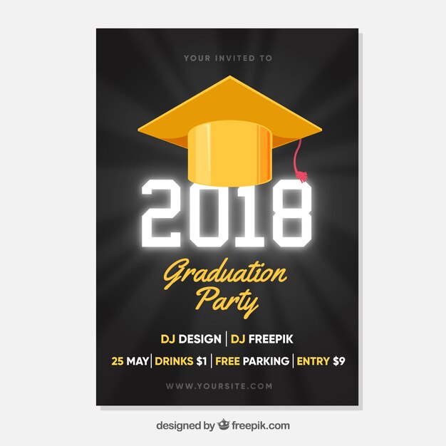 Invitación elegante fiesta de graduación diseño plano