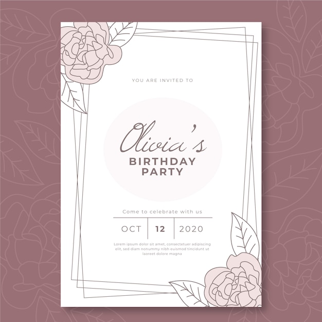 Invitación elegante de la tarjeta de cumpleaños