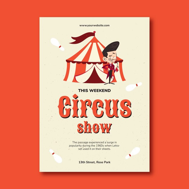 Invitación de espectáculo de circo dibujado a mano