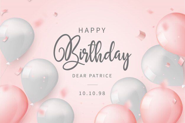 Invitación de feliz cumpleaños de belleza con globos