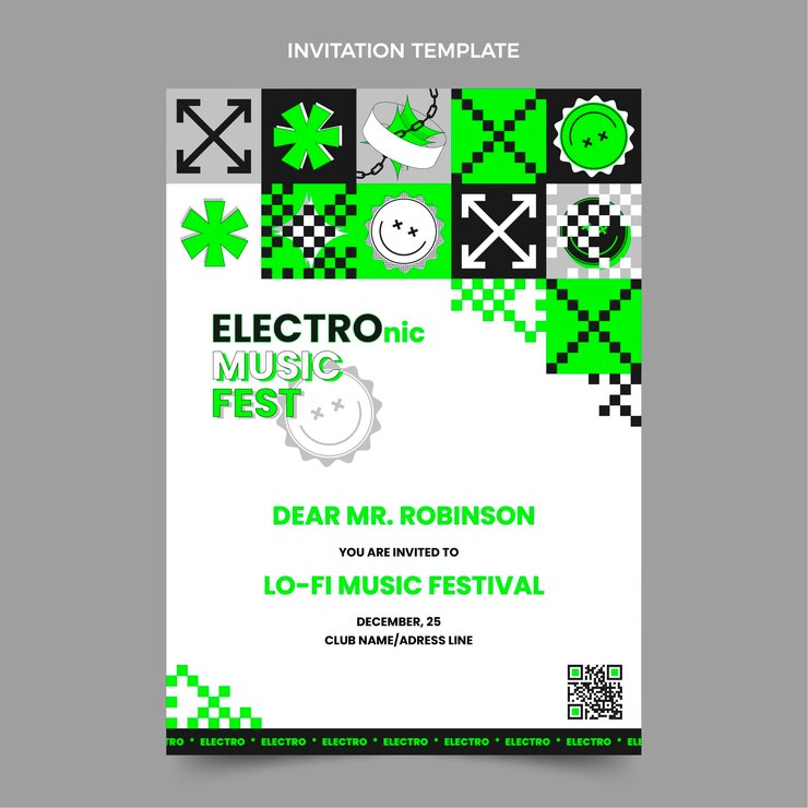 Vector gratuito invitación festival de música de diseño plano