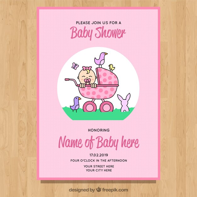 Invitación de fiesta del bebé en estilo hecho a mano