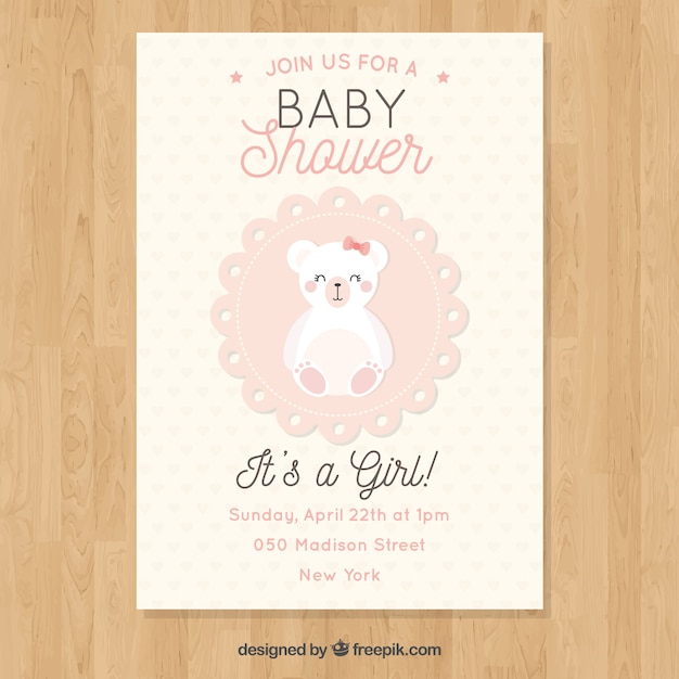 Invitación de fiesta de bebé en estilo plano