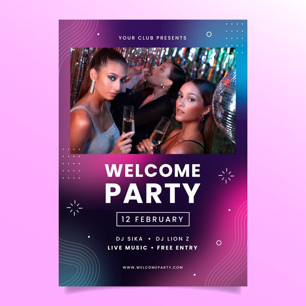 Invitación de fiesta de bienvenida degradada