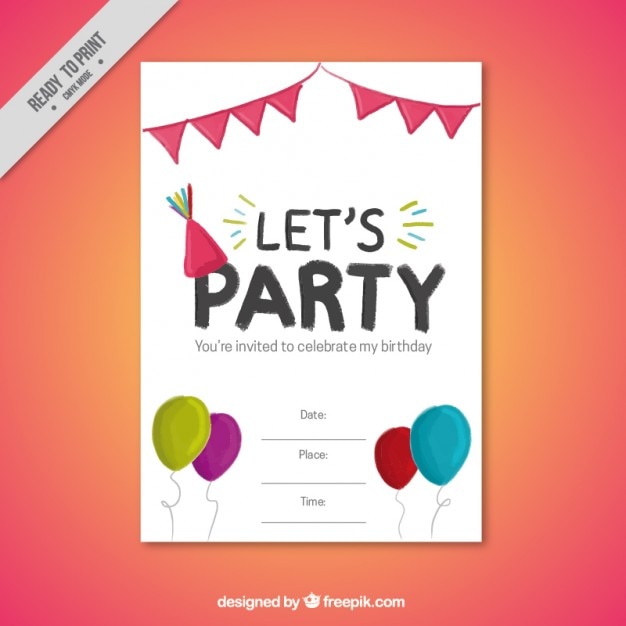 Vector gratuito invitación para fiesta de cumpleaños bonita