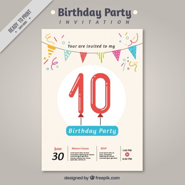 Vector gratuito invitación a fiesta de cumpleaños con guirnalda