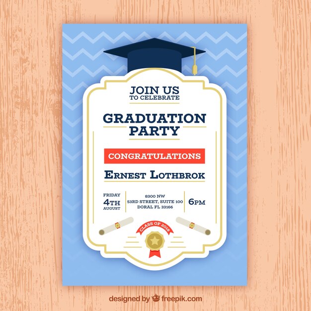 Invitación de fiesta de graduación azul