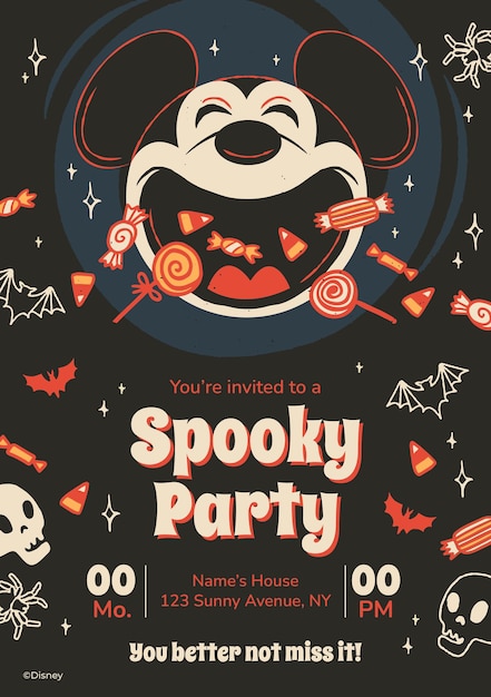 Invitación de fiesta de Halloween de Mickey Mouse