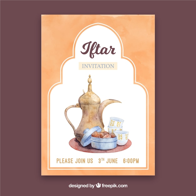 Invitación de fiesta iftar con productos de té