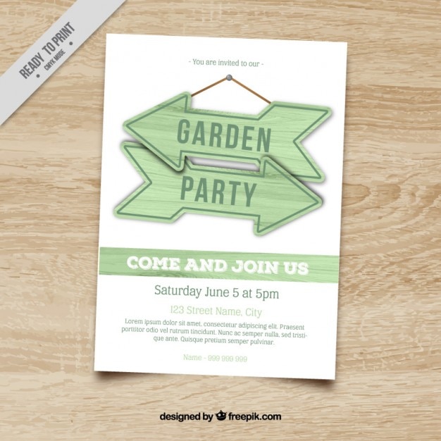 Vector gratuito invitación de fiesta de jardín con carteles de flechas