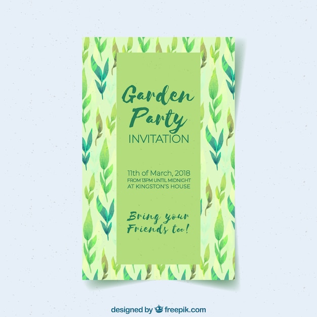 Invitación fiesta de jardín de primavera en estilo acuarela