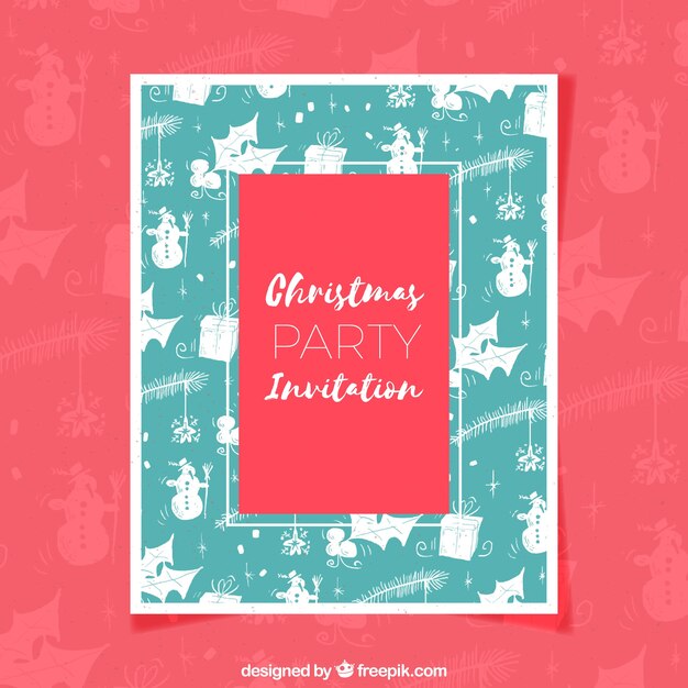Invitación a la fiesta de navidad dibujada a mano