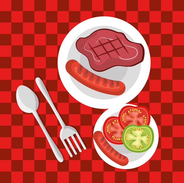 invitación de fiesta de picnic set iconos