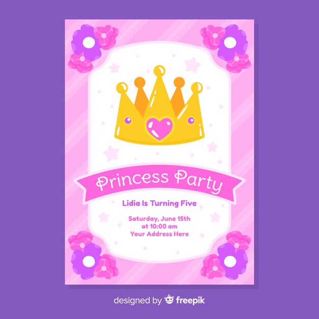 Invitación fiesta de princesas dibujada a mano