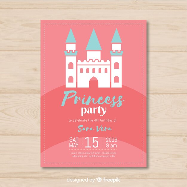 Invitación fiesta de princesas plana
