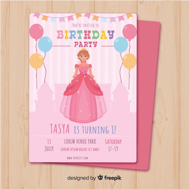 Invitación fiesta de princesas plana