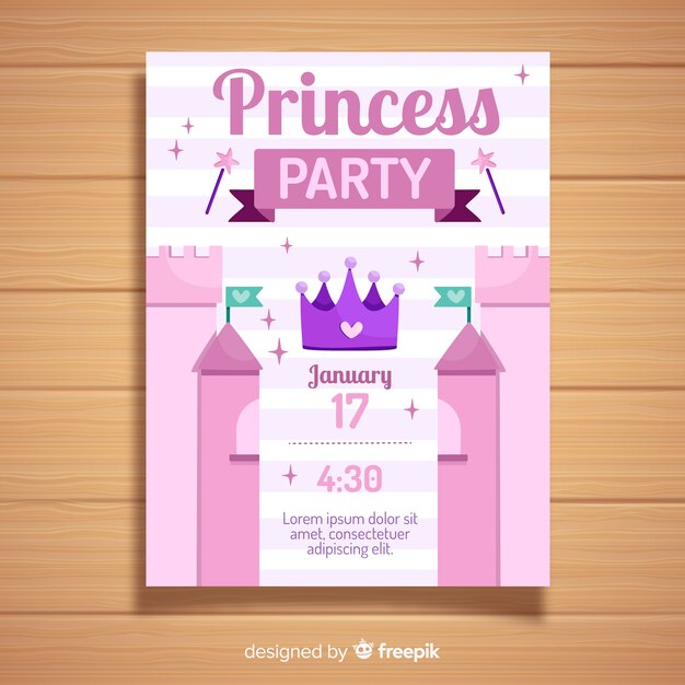 Invitación fiesta de princesas plana