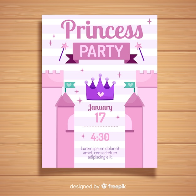 Invitación fiesta de princesas plana