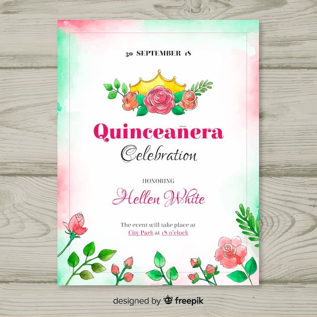 Invitación a fiesta de quinceañera con flores