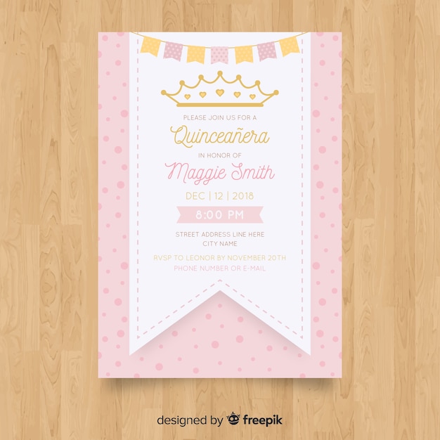 Vector gratuito invitación a fiesta de quinceañera