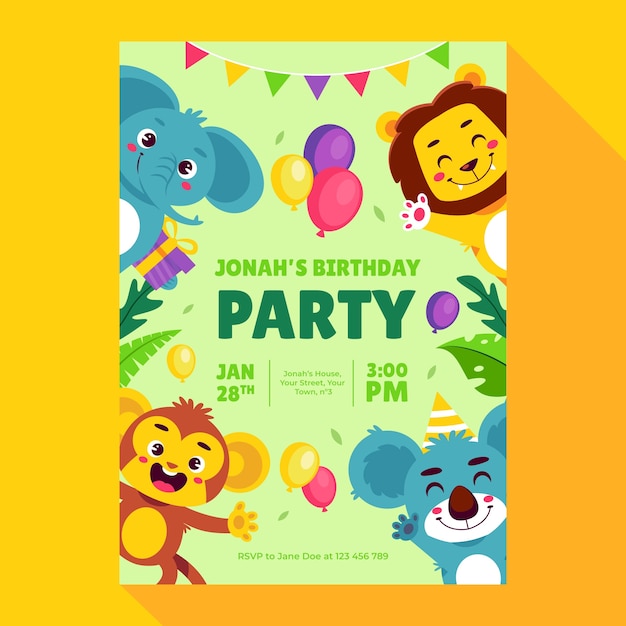 Invitación fiesta safari dibujada a mano