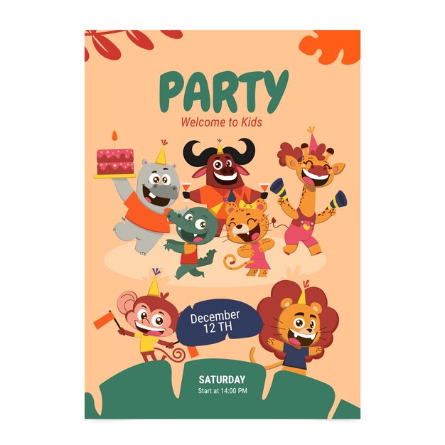 Invitación fiesta safari dibujada a mano