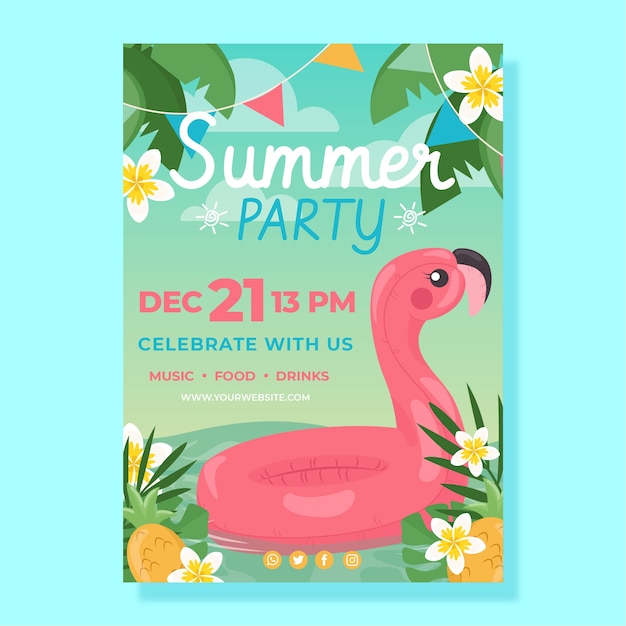 Invitación de fiesta de verano dibujada a mano