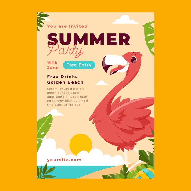 Invitación fiesta de verano dibujada a mano
