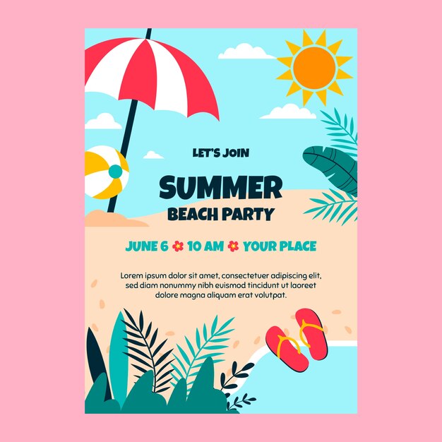 Invitación fiesta de verano dibujada a mano