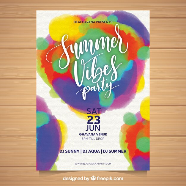 Invitación de fiesta de verano con formas coloridas
