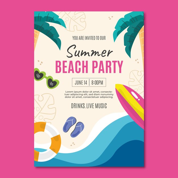 Invitación de fiesta de verano plana