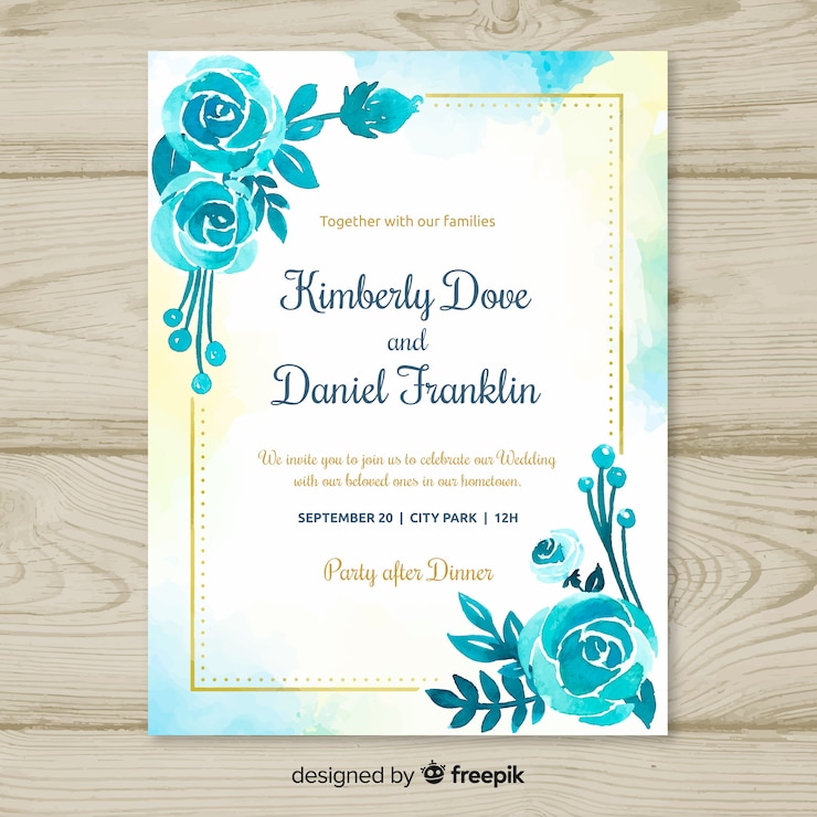 Vector gratuito invitación floral en acuarela de bodas