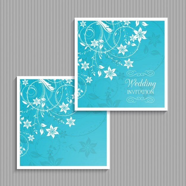 Vector gratuito invitación floral azul de boda