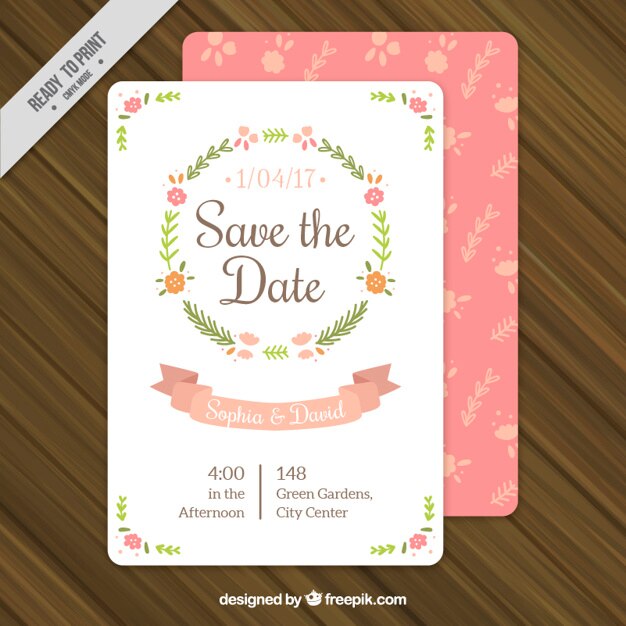 invitación floral de la boda bonita guirnalda