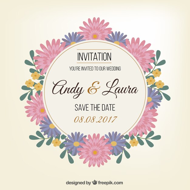 Invitación floral para boda