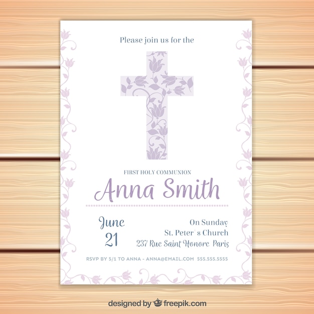 Invitación floral de primera comunión