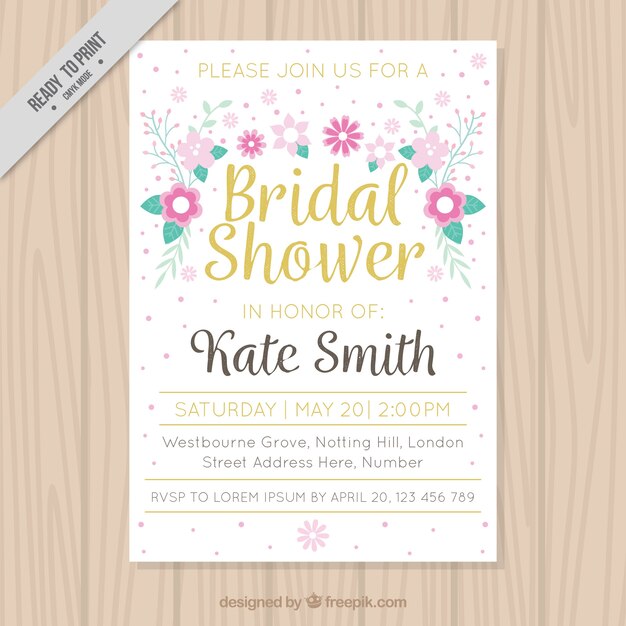 Invitación floral vintage de despedida de soltera 