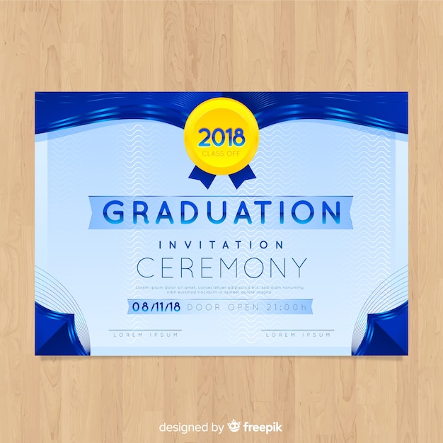 Vector gratuito invitación de graduación elegante con diseño plano