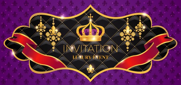 Invitación horizontal corona de lujo