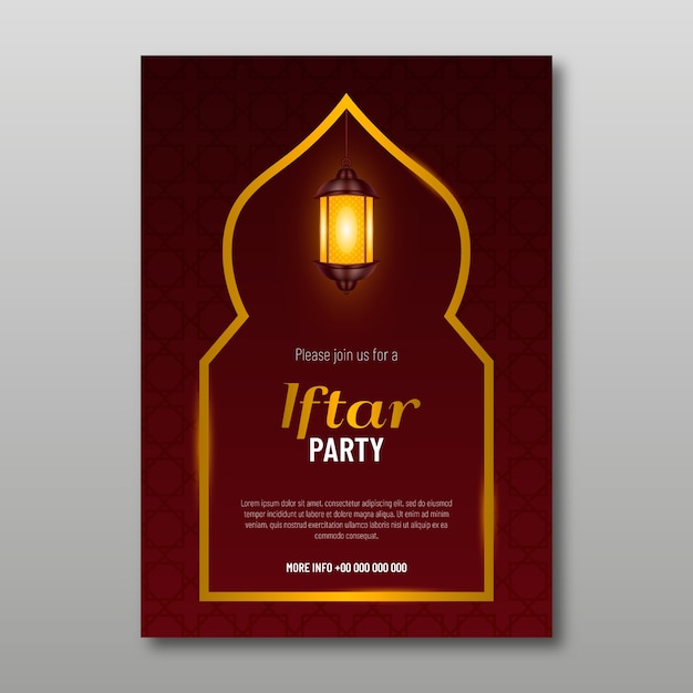 Invitación iftar de diseño realista