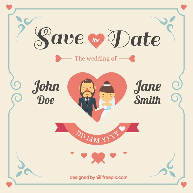 Invitación linda de la boda con el corazón