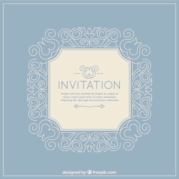 Invitación linda de la vendimia con adornos dibujados a mano