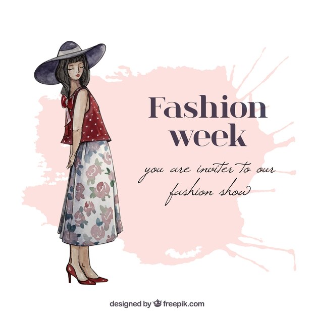 Invitación pintada a mano de la semana de la moda