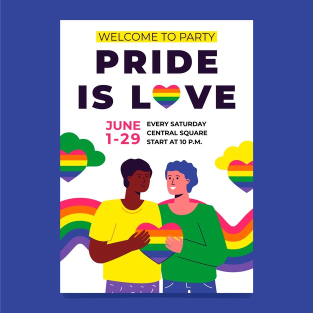 Invitación plana del mes del orgullo