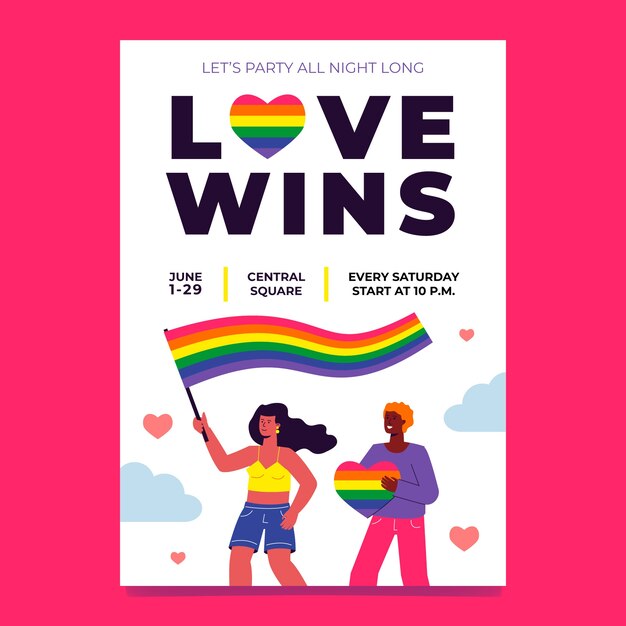 Invitación plana del mes del orgullo