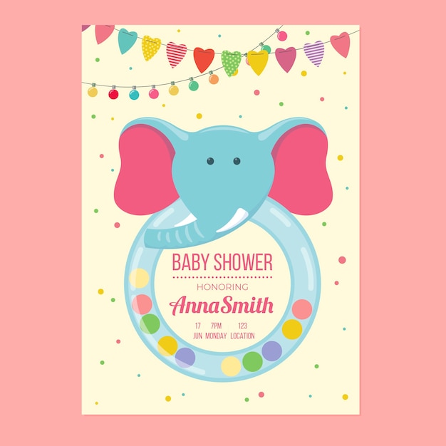 Invitación de plantilla de baby shower para diseño de niña