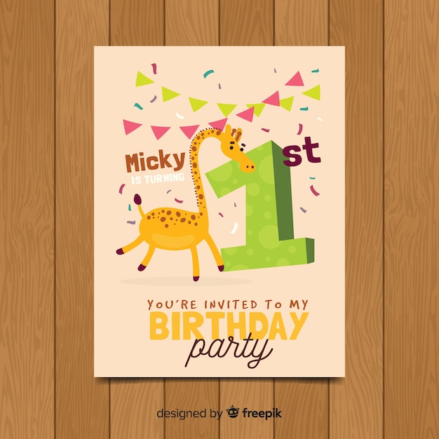 Invitación primer cumpeaños girafa