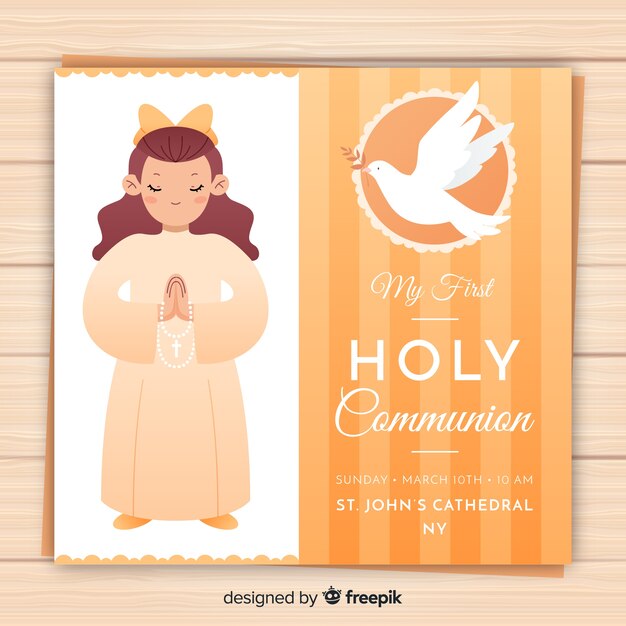 Invitación primera comunión niña rezando