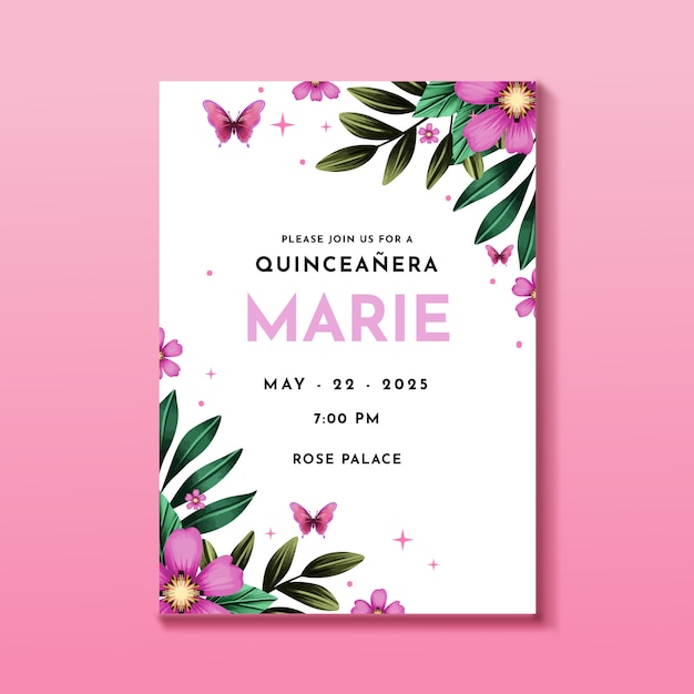 Vector gratuito invitación de quinceañera en acuarela