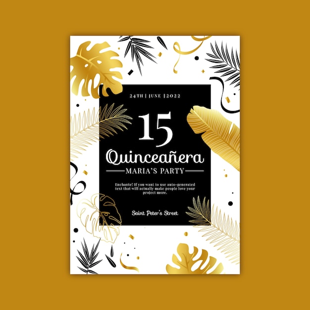 Vector gratuito invitación de quinceañera de lujo degradado